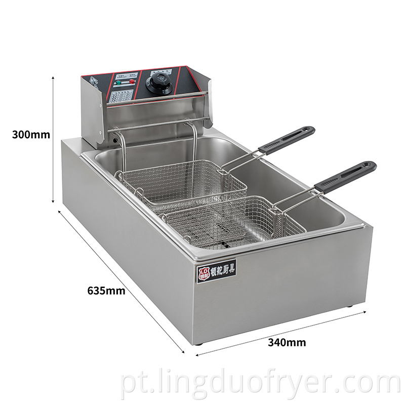 single cylinder electric fryer with 2 baskets